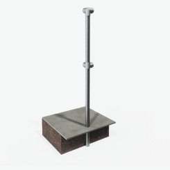 Barrier post corner for setting in concrete - with crossbar (Klemp)