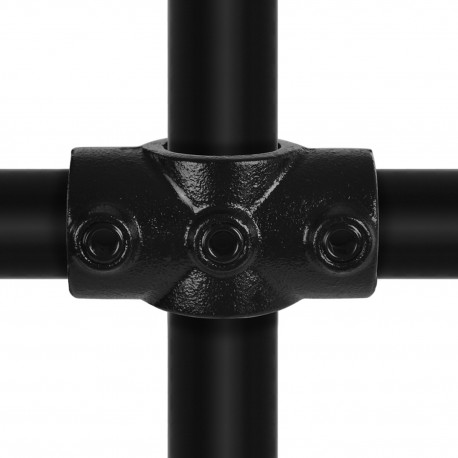 Two Socket Cross Typ 22D, 42,4 mm, Black (Klemp) - Black Tubefittings
